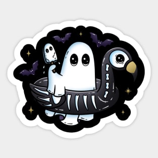 Summer Ghost Flamingo Floatie Sticker